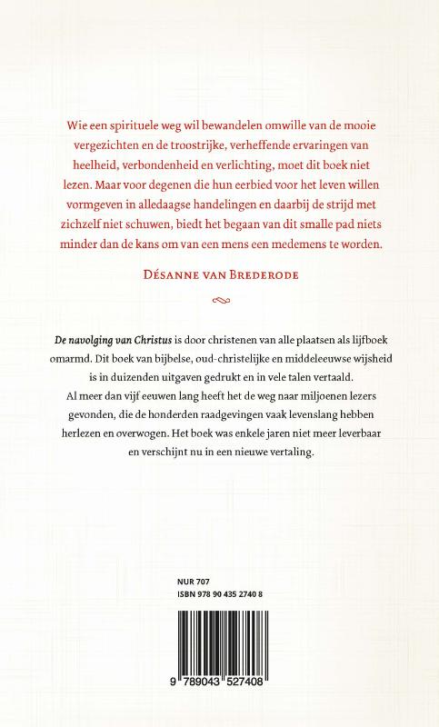 De navolging van Christus achterkant