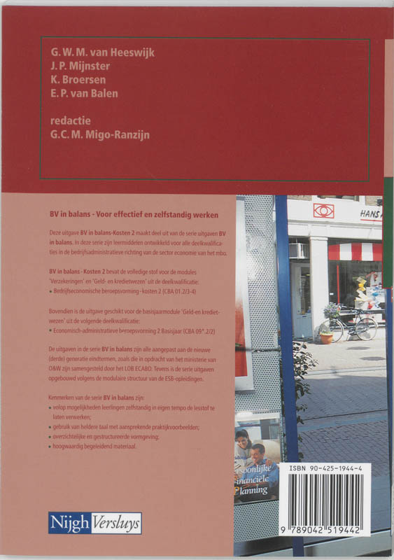 BV in balans Kosten 2 Leerlingenboek achterkant