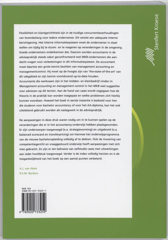 Management accounting en management control in het midden- en kleinbedrijf achterkant