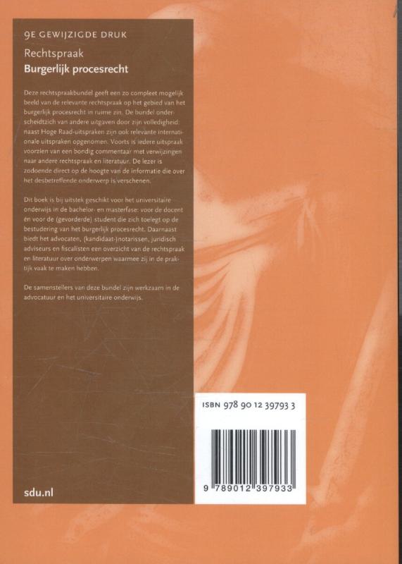 Rechtspraak burgerlijk procesrecht achterkant