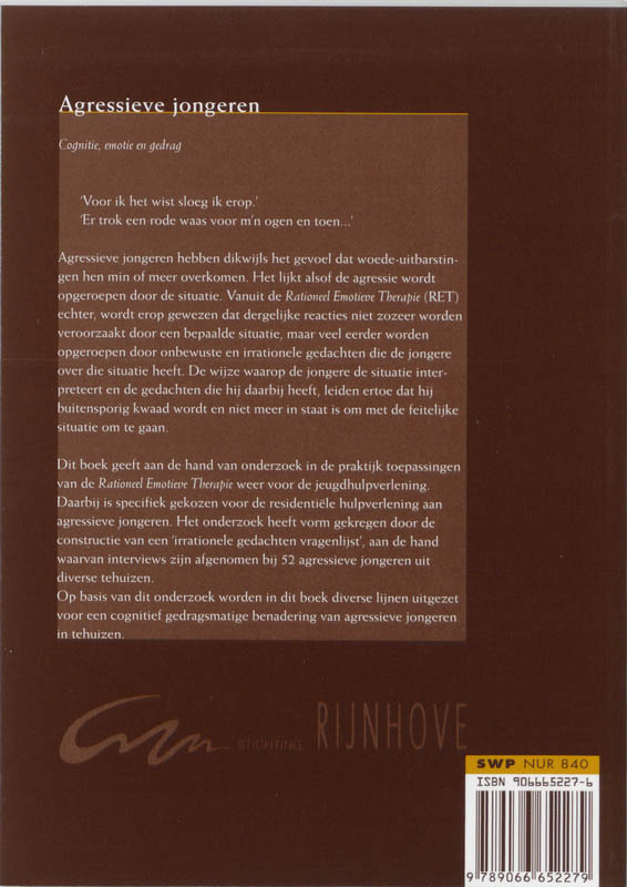 Agressieve jongeren / De Rijnhove publicatie-reeks achterkant