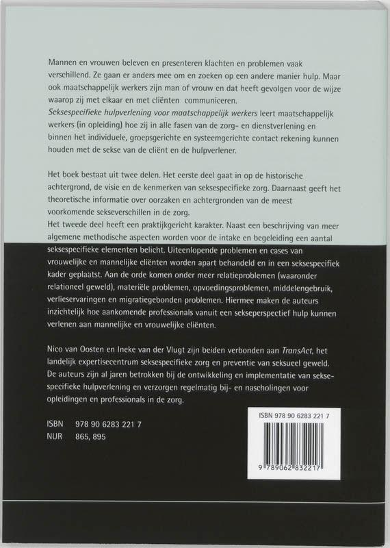 Seksespecifieke Hulpverlening Voor Maatschappelijk Werkers achterkant