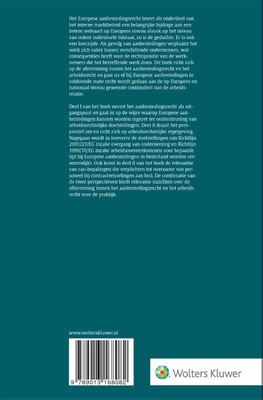 De continuïteit van de arbeidsrelatie bij aanbestedingen / Monografieen sociaal recht / 80 achterkant
