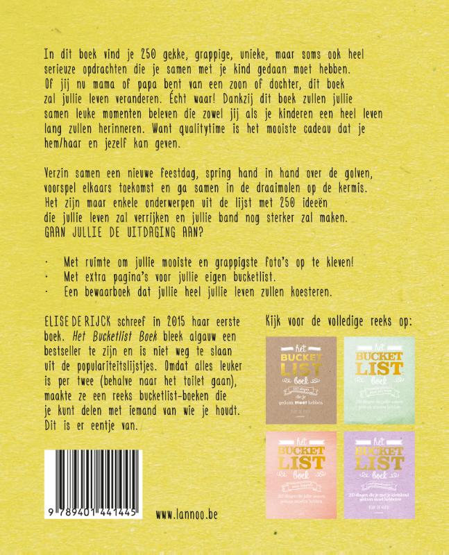 Het Bucketlist Boek voor ouders / Bucketlist achterkant
