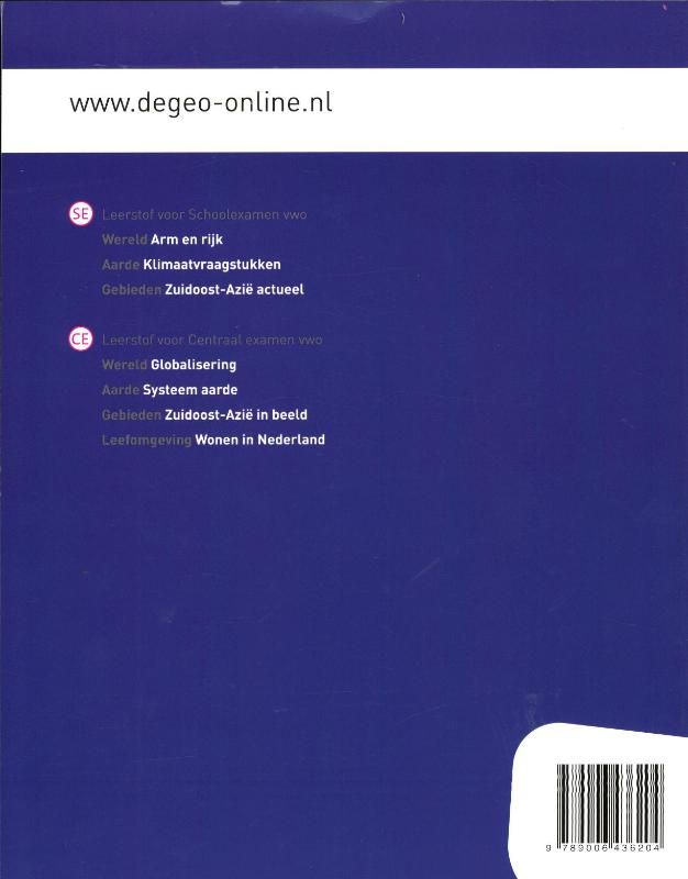 De Geo Wereld globalisering vwo tweede fase Studieboek achterkant