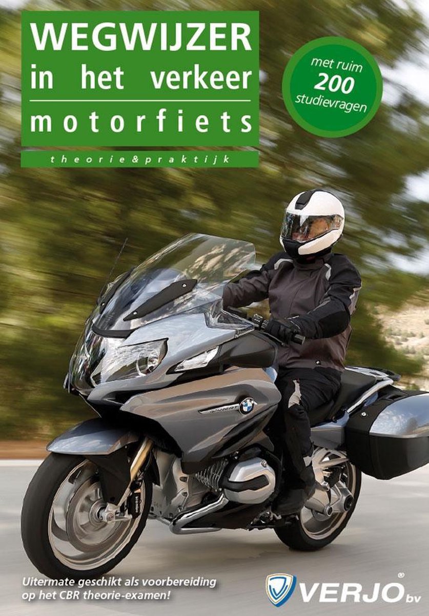 Motorfiets, wegwijzer in het verkeer / Verkeerswegwijzer