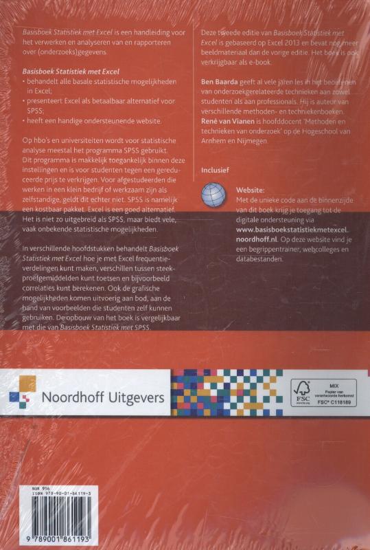Basisboek statistiek met Excel achterkant