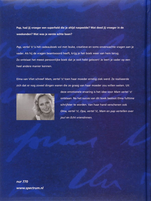 Pap vertel 's / Vertel ´s serie achterkant