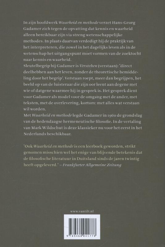 Waarheid en methode achterkant