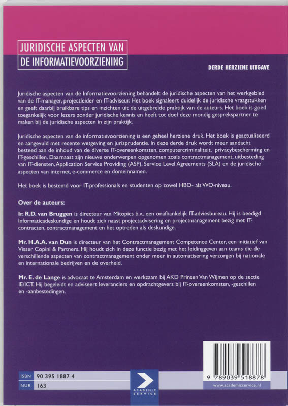 Juridische aspecten van de informatievoorziening achterkant