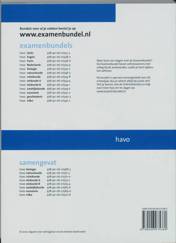 Examenbundel / 2009/2010 Havo Engels achterkant