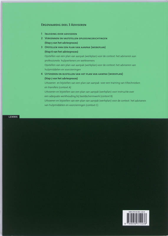 Adviseren / deel 3 / Ergovaardigheden / Vaardigheden ergotherapie / 3 achterkant