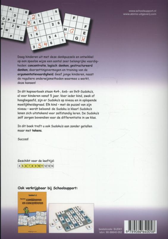 Sudoku's 1 Leren combineren en concentreren achterkant