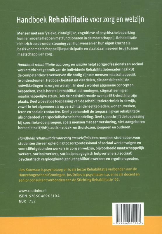 Handboek rehabilitatie voor zorg en welzijn achterkant