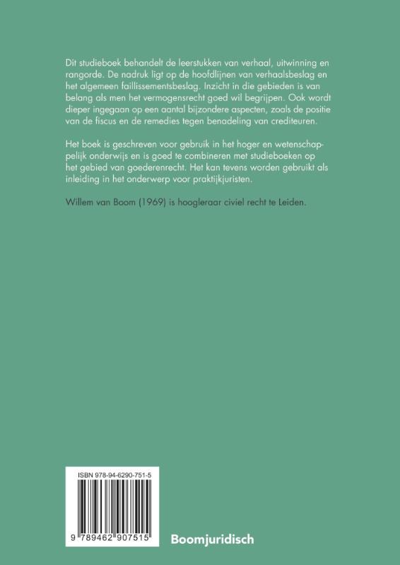 Verhaal, uitwinning en rangorde / Boom Juridische studieboeken achterkant