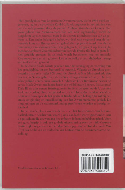 Middeleeuwse studies en bronnen LXII -   Het ambacht Zwammerdam achterkant