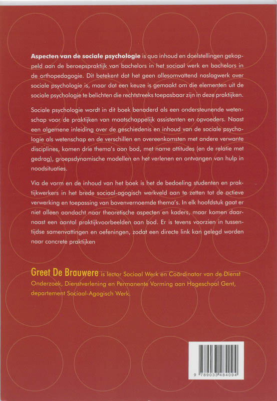 Aspecten van de sociale psychologie achterkant