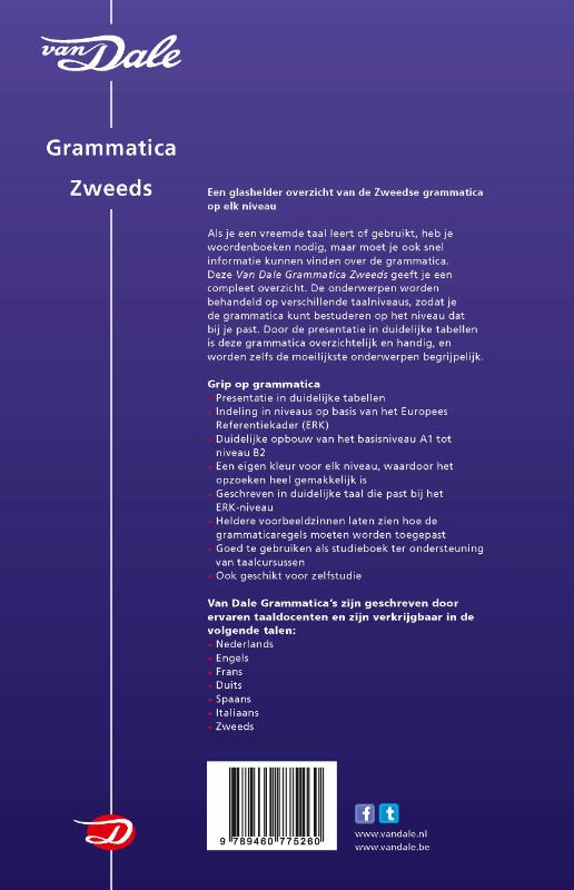 Van Dale Grammatica Zweeds achterkant
