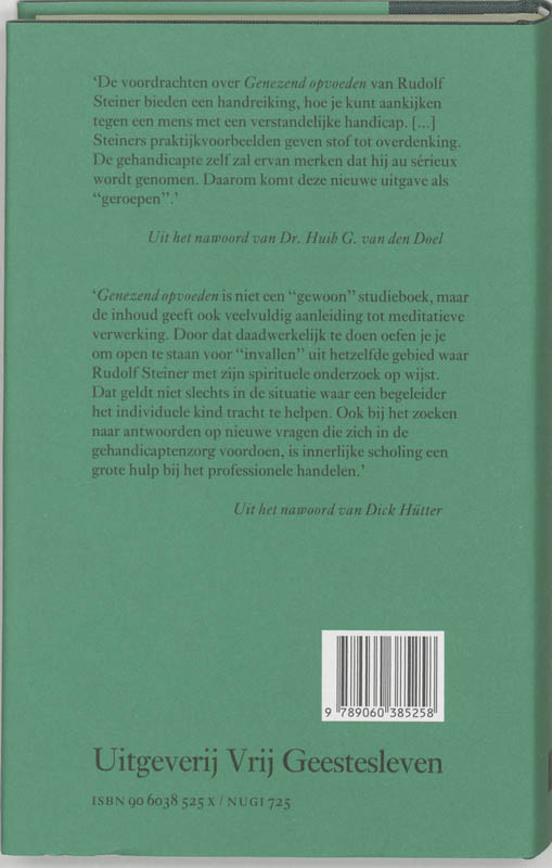 Genezend opvoeden / Werken en voordrachten Kernpunten van de antroposofie/Mens- en wereldbeeld achterkant