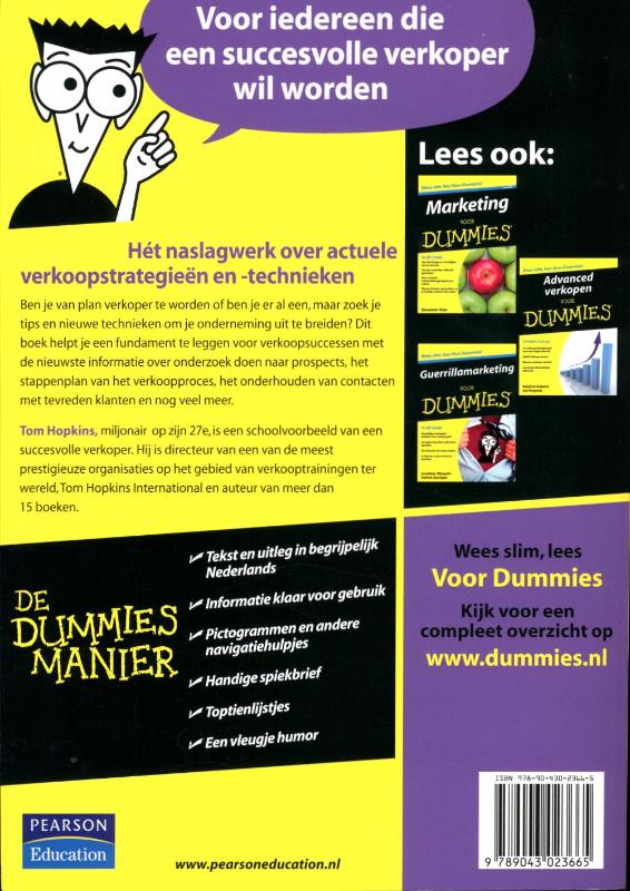 Verkopen voor Dummies / Voor Dummies achterkant