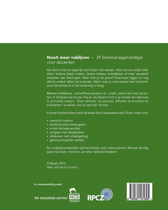 Nooit meer nablijven achterkant