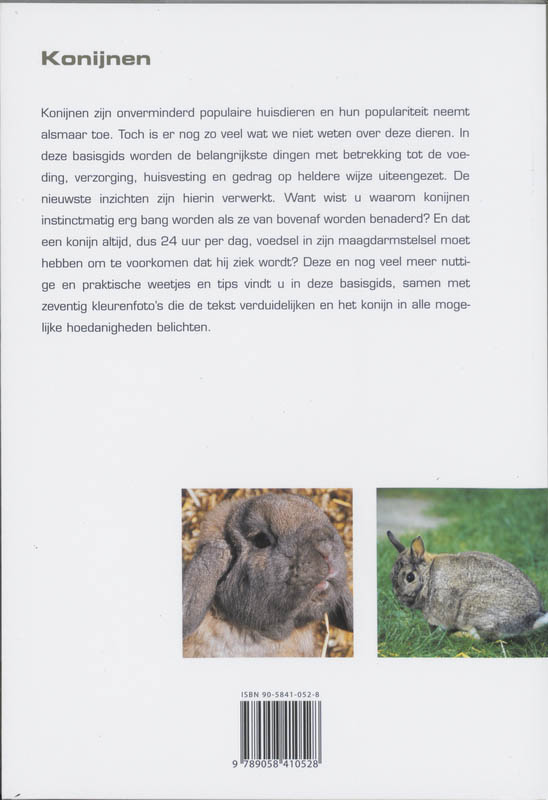 Konijnen / Basisgids dierenverzorging achterkant