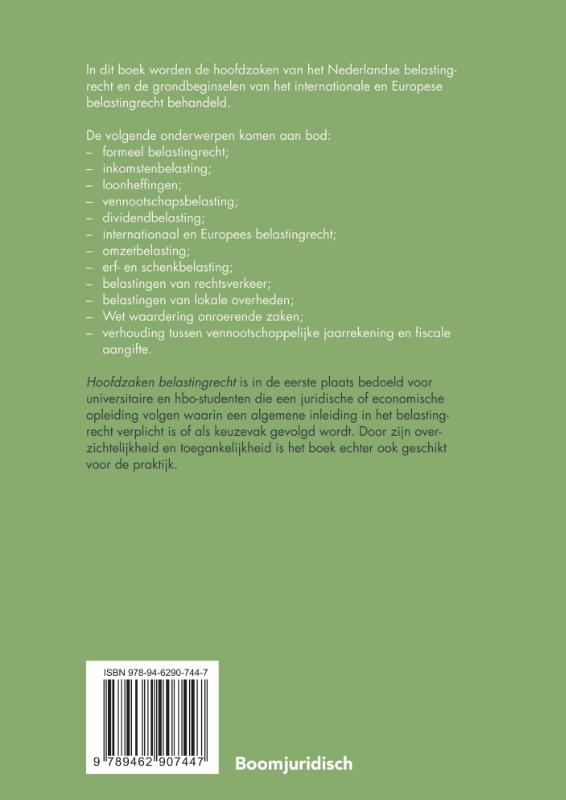 Hoofdzaken belastingrecht / Boom fiscale studieboeken achterkant