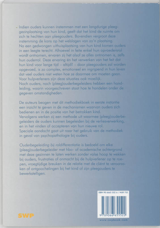 Methodiekboek ouderbegeleiding bij roldifferentiatie achterkant