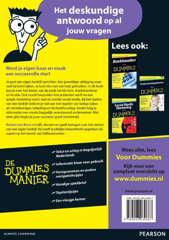 Een eigen bedrijf starten voor Dummies / Voor Dummies achterkant