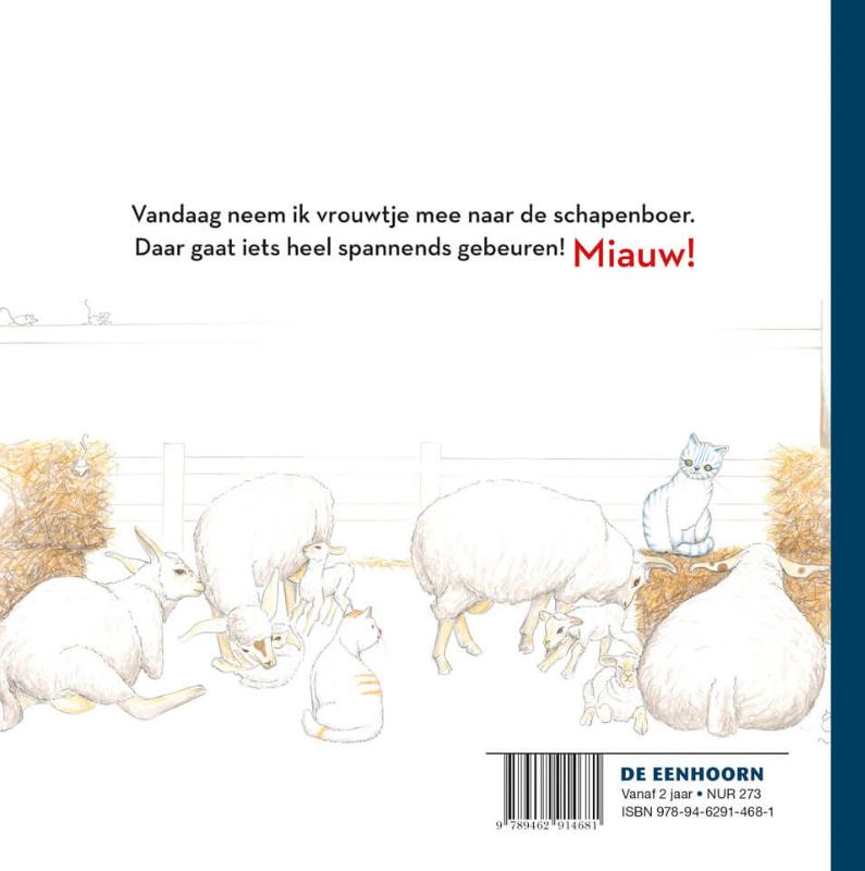 Poes bij de schapenboer achterkant