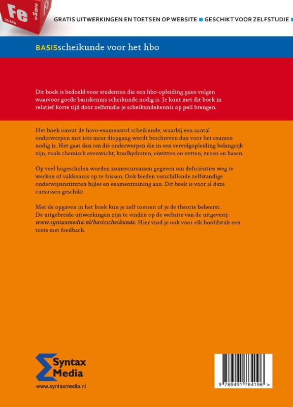 Basisscheikunde voor het HBO achterkant
