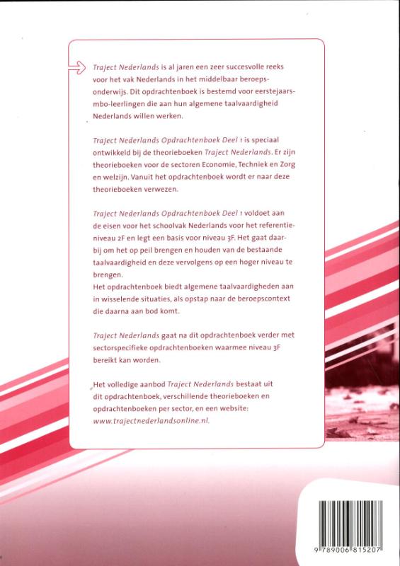 Traject 1 Nederlands Mbo niveau 3-4 Opdrachtenboek achterkant