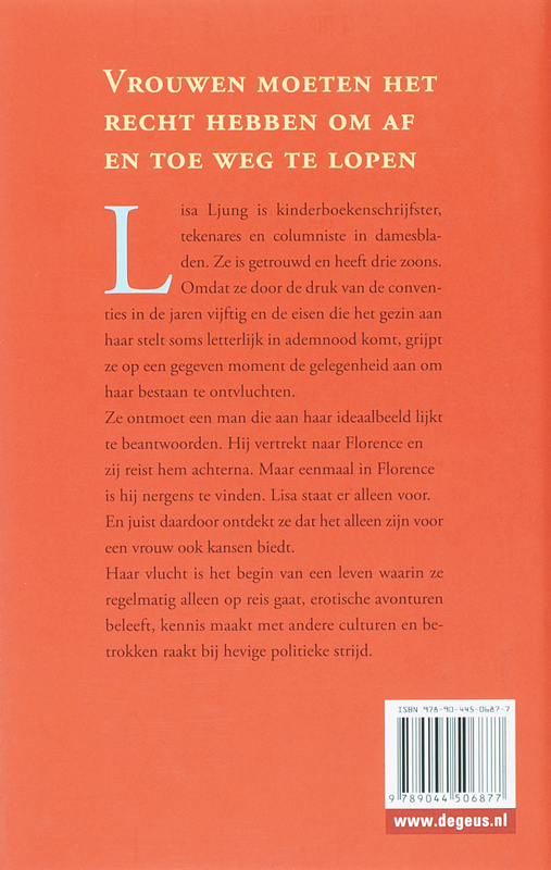 Lisa een vrouw alleen op reis achterkant