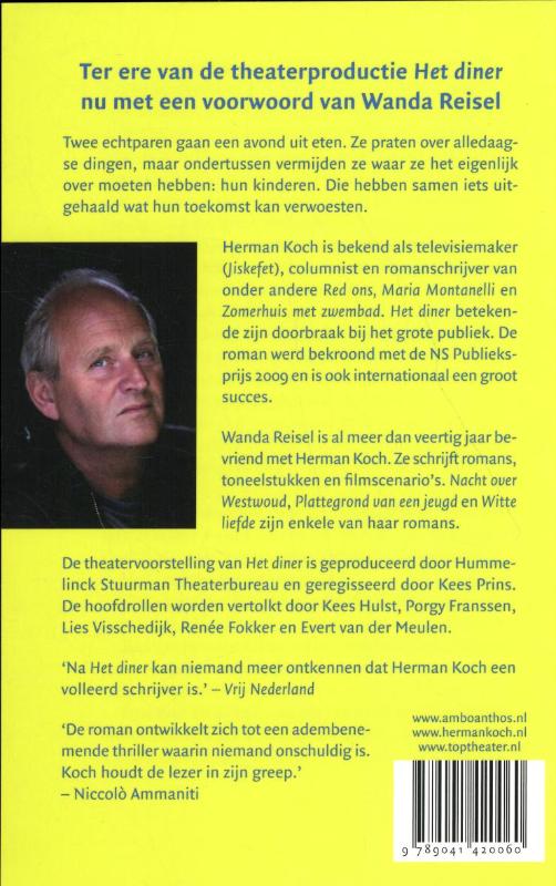 Het Diner (Toneel) achterkant