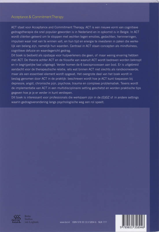 Acceptance & commitment therapy achterkant