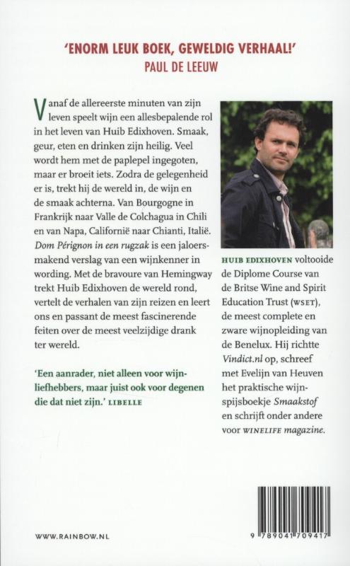 Dom Pérignon in een rugzak / Rainbow pocketboeken achterkant