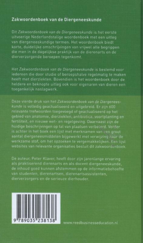 Zakwoordenboek van de diergeneeskunde achterkant