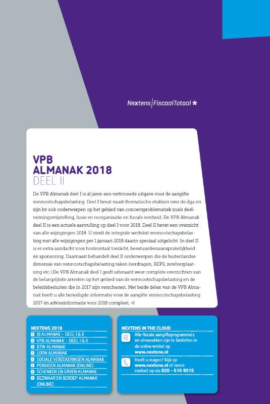 Nextens VPB Almanak 2018 Deel 2 achterkant