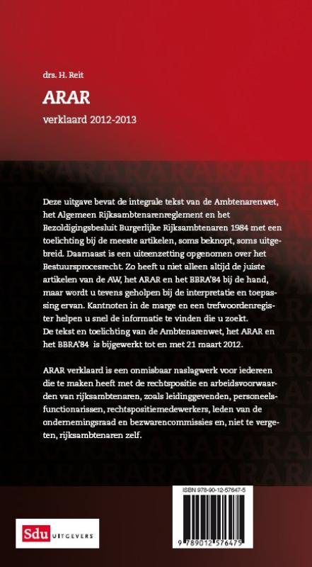 ARAR verklaard 2012-2013 achterkant