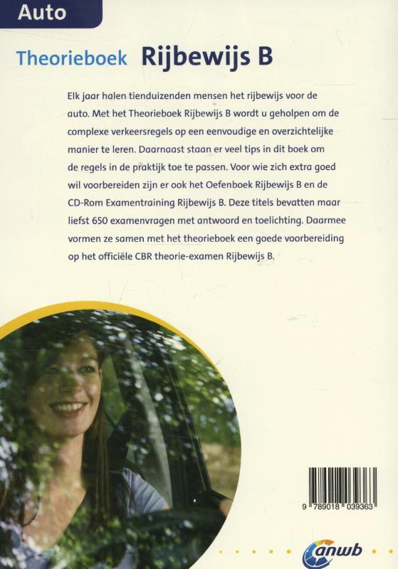 Theorieboek rijbewijs B - Auto / ANWB rijopleiding achterkant