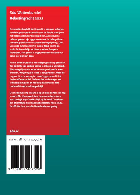 Sdu Wettenbundel Belastingrecht / 2022 / Educatieve wettenverzameling achterkant