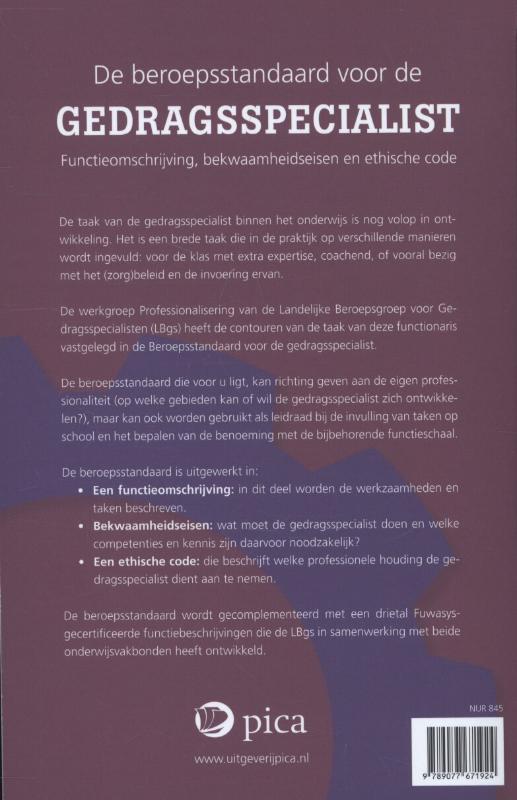 Beroepsstandaard voor de gedragsspecialist achterkant