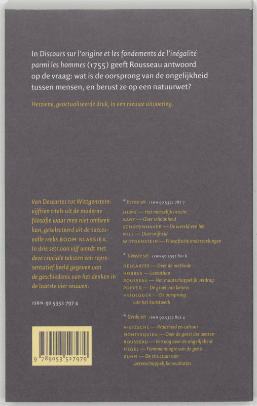 Vertoog over de ongelijkheid achterkant