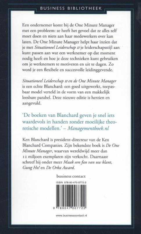 Situationeel leiderschap II en de one minute manager / Business bibliotheek achterkant