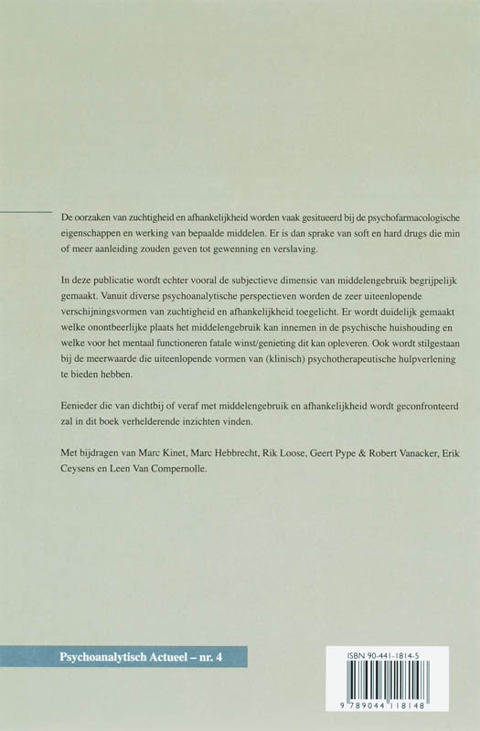Psychoanalytisch Actueel 4 - Zuchtigheid en afhankelijkheid in hun relatie met middelenmisbruik achterkant