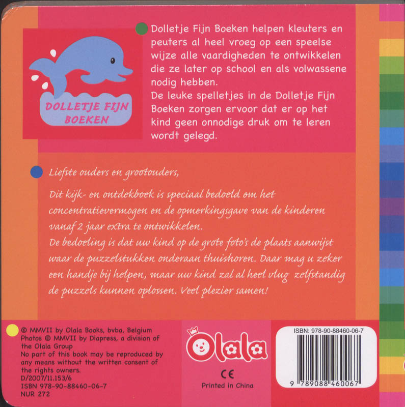 Puzzelplaatjes met dieren / 2 jaar achterkant