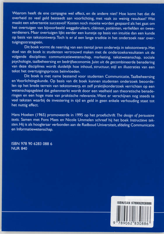 Het ontwerp van overtuigende teksten / Schrijfgidsen voor communicatieve beroepen / 5 achterkant