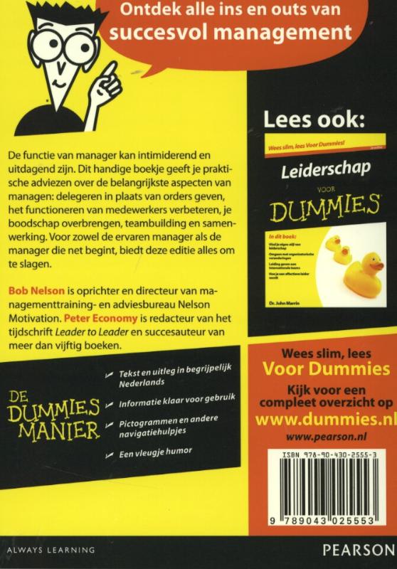 De kleine managen voor Dummies / Voor Dummies achterkant