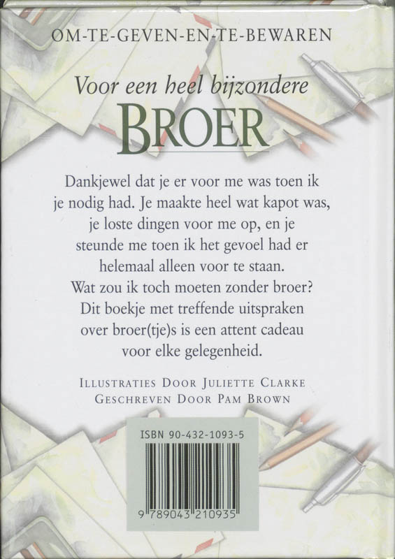 Voor een heel bijzondere broer / Om-te-geven-en-te-bewaren achterkant