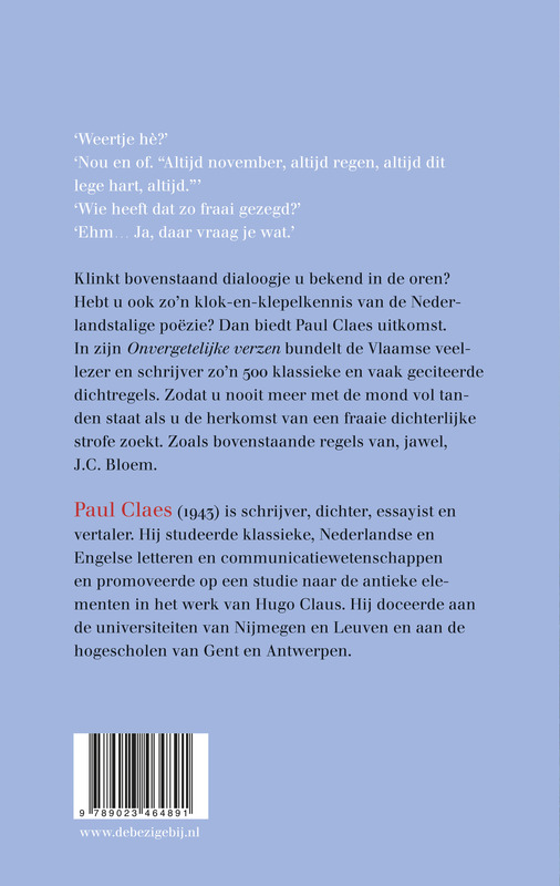 Onvergetelijke verzen achterkant